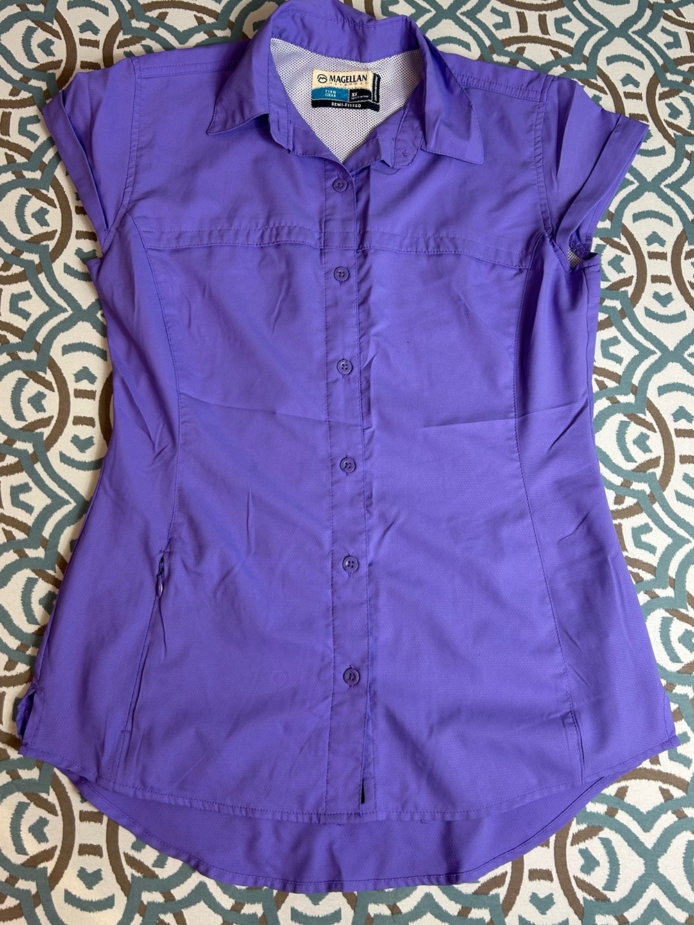 Magellan Outdoors Women’s Violet Short-Sleeve Button Down Shirt